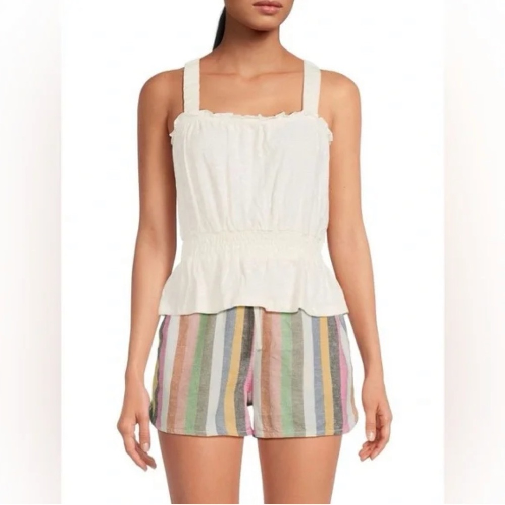Marine Layer Dylan Smocked Tank in Antique White Size XL 100% Cotton